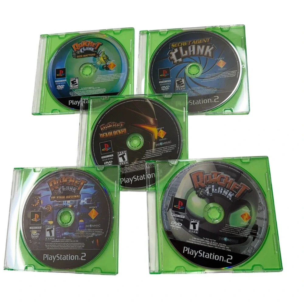 Ratchet and Clank PS2 Game Bundle 5 Discs Deadlocked Up Your Arsenal Size Matter